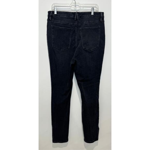 Good American Good Legs Side Slit High Waist Skinny Jeans Black150, Plus Size 16 - Picture 2 of 6